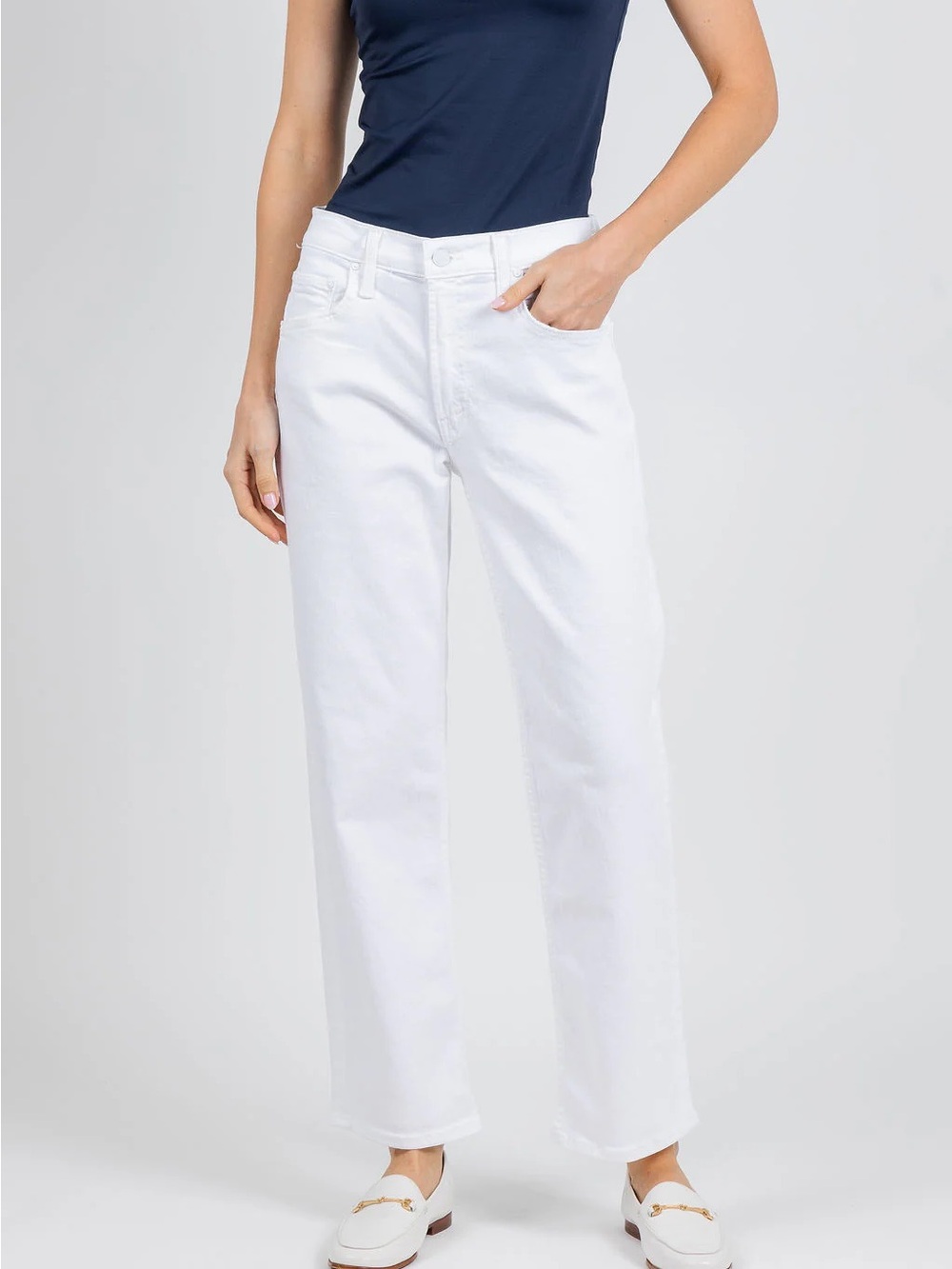 MOTHER White Straight-Leg Jeans